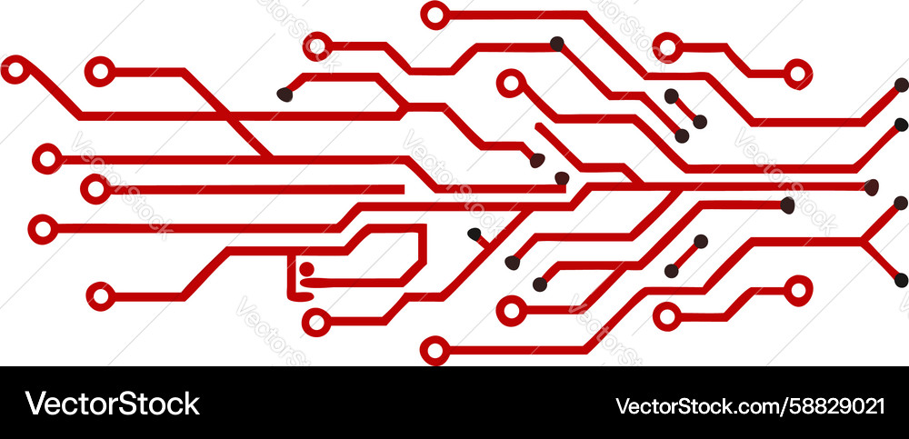 Abstract red circuit lines pattern dynamic Vector Image