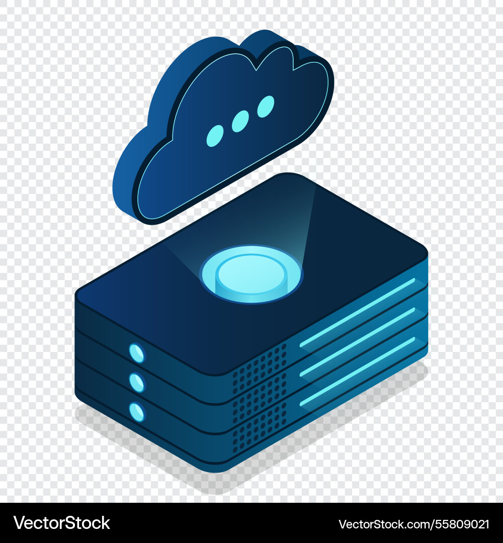 Isometric cloud database computing and file Isometric cloud database computing and file vector image
