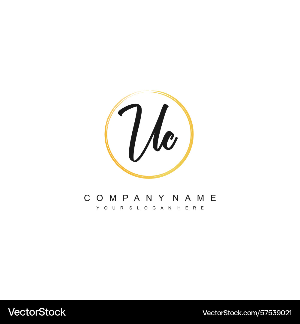 Minimal signature logo design with uc initials Minimal signature logo design with uc initials Vector Image