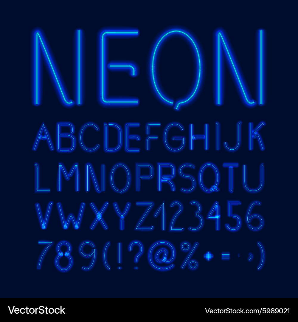 Neon Alphabet Glow Sign vector image