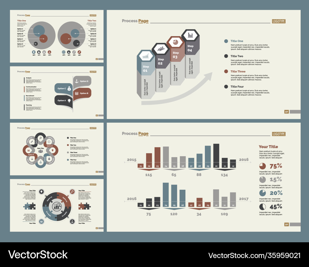 Six consulting slide templates set vector image