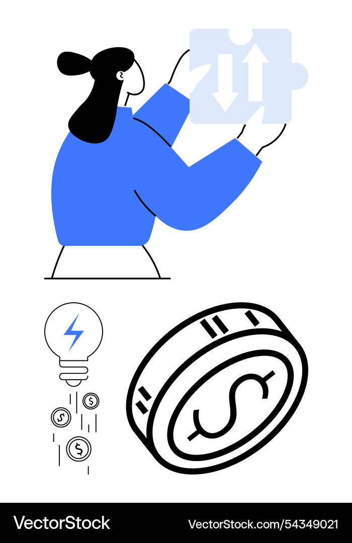 Solving puzzles generating ideas and managing Vector Image