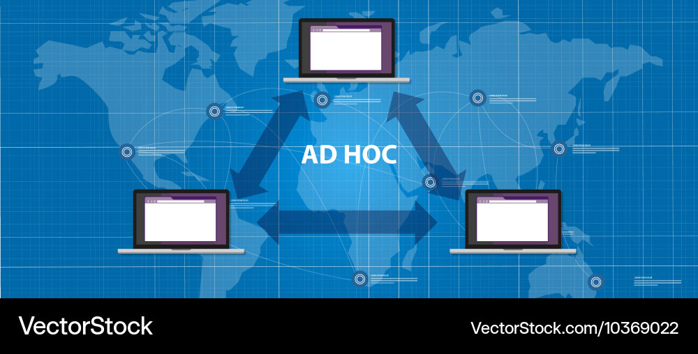 Ad hoc network topology peer device connection Vector Image