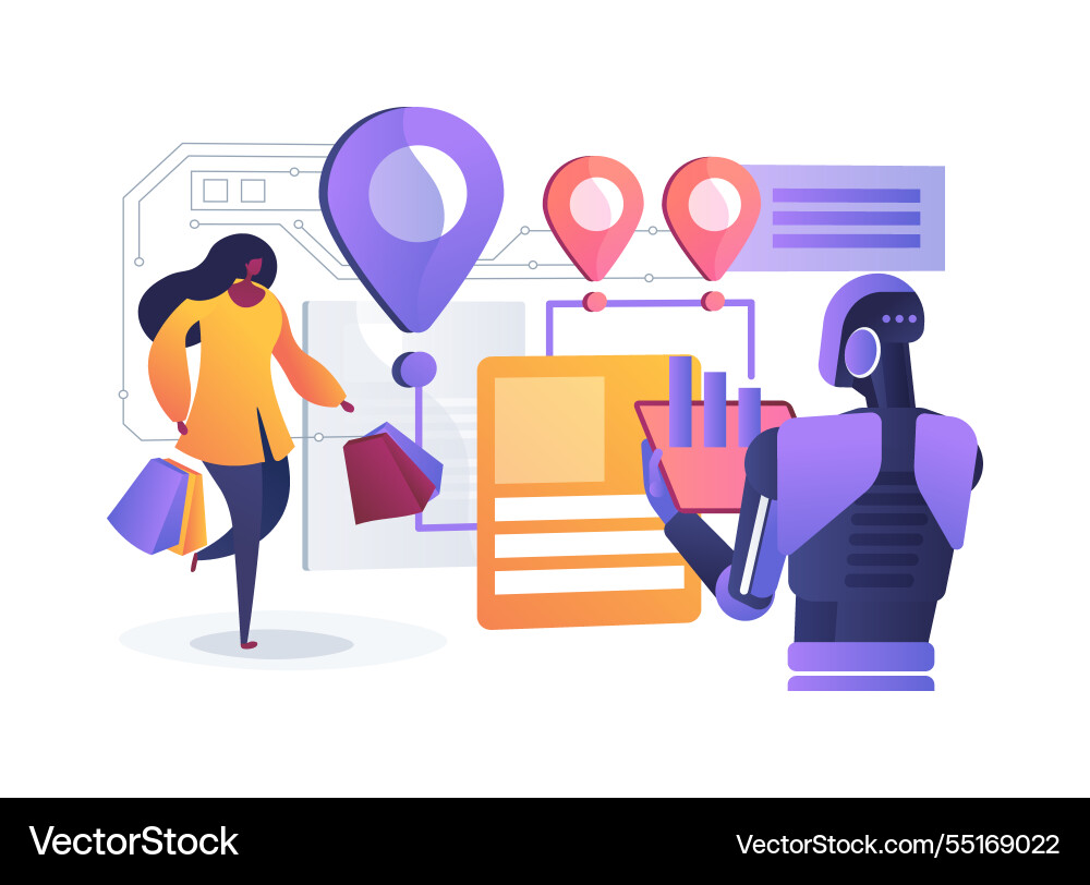Ai-enhanced customer journey mapping abstract Ai-enhanced customer journey mapping abstract vector image