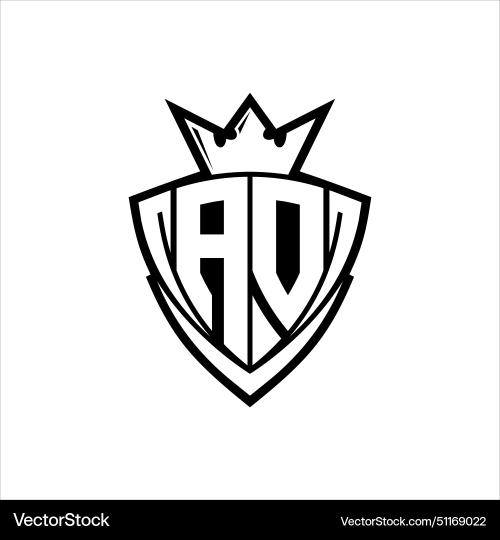 Ao letter logo with sharp triangle shield shape Vector Image