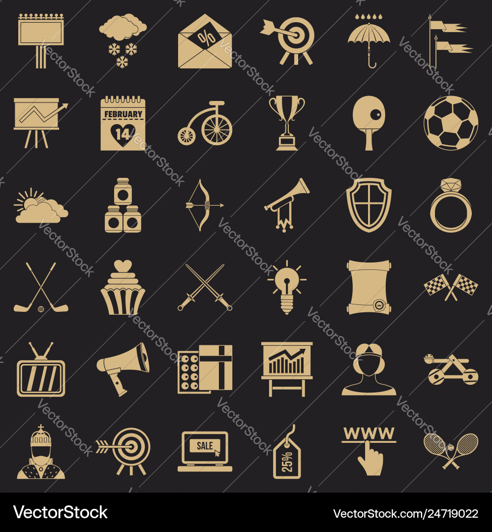 Arrow in target icons set simple style Vector Image