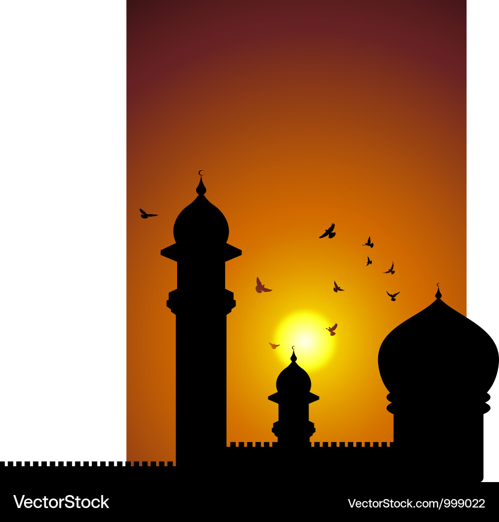 Asian Mosque Landscape Vector Image