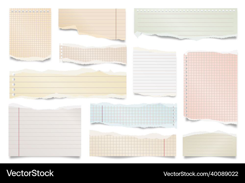 Colorful ripped paper strips isolated on white Colorful ripped paper strips isolated on white vector image