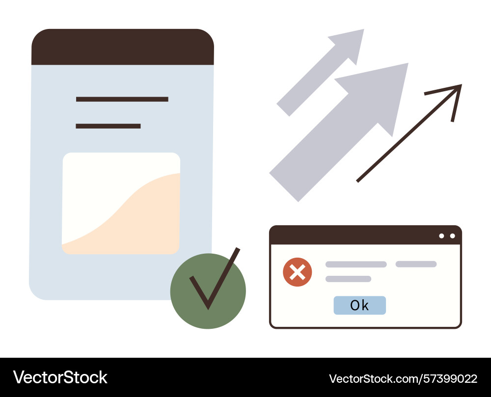 Digital data growth with upward arrows document vector image