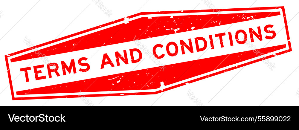 Grunge red terms and conditions word hexagon Vector Image