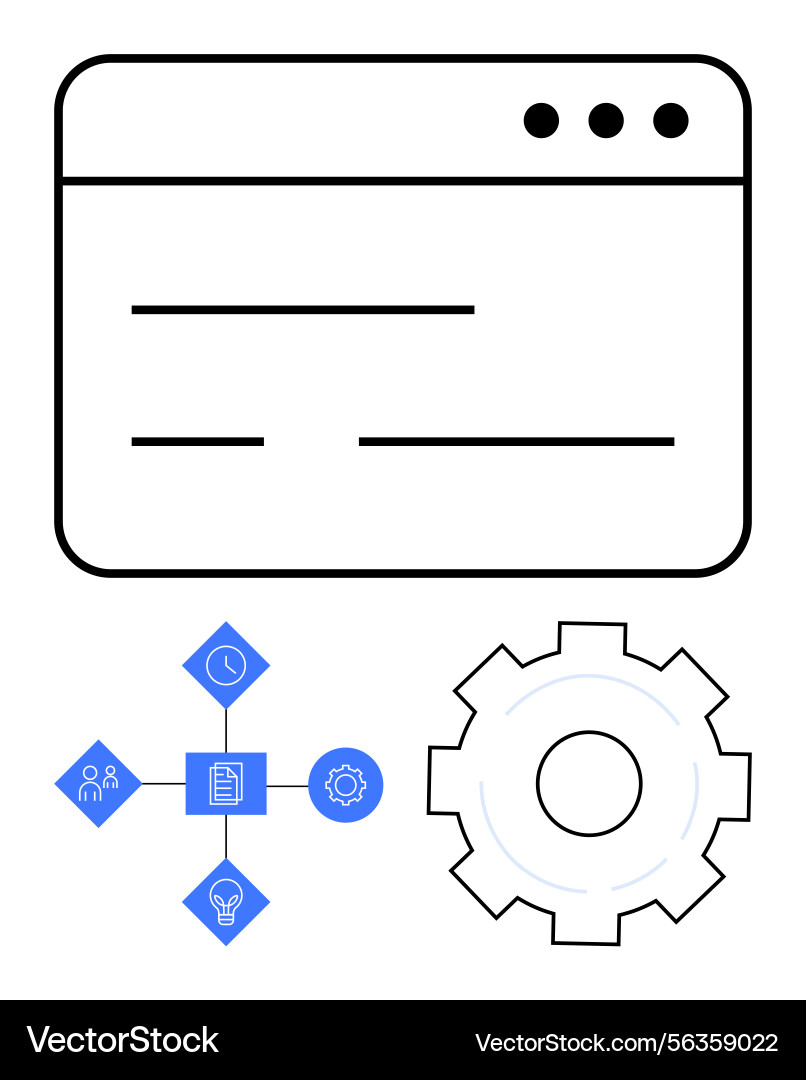 Minimalistic web interface with process icons Minimalistic web interface with process icons vector image
