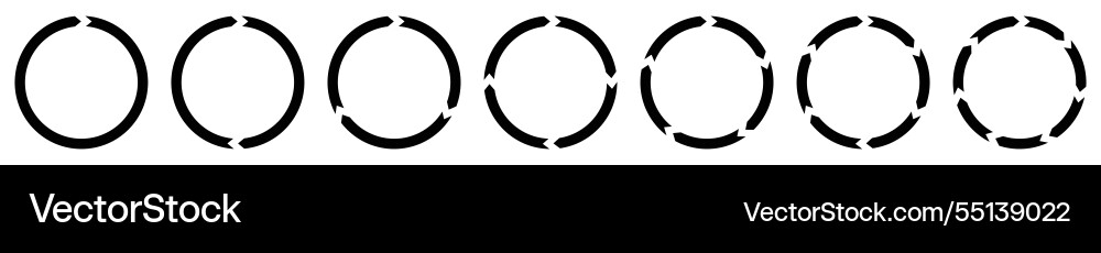 Rotation arrows in circular motion set of circle Rotation arrows in circular motion set of circle vector image