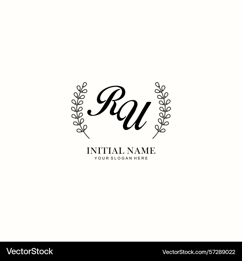 Ru initial logo templates with botanical elements Ru initial logo templates with botanical elements Vector Image