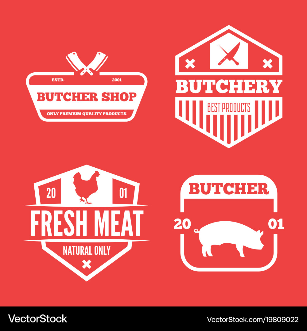 Set of butchery labels badges and design vector image