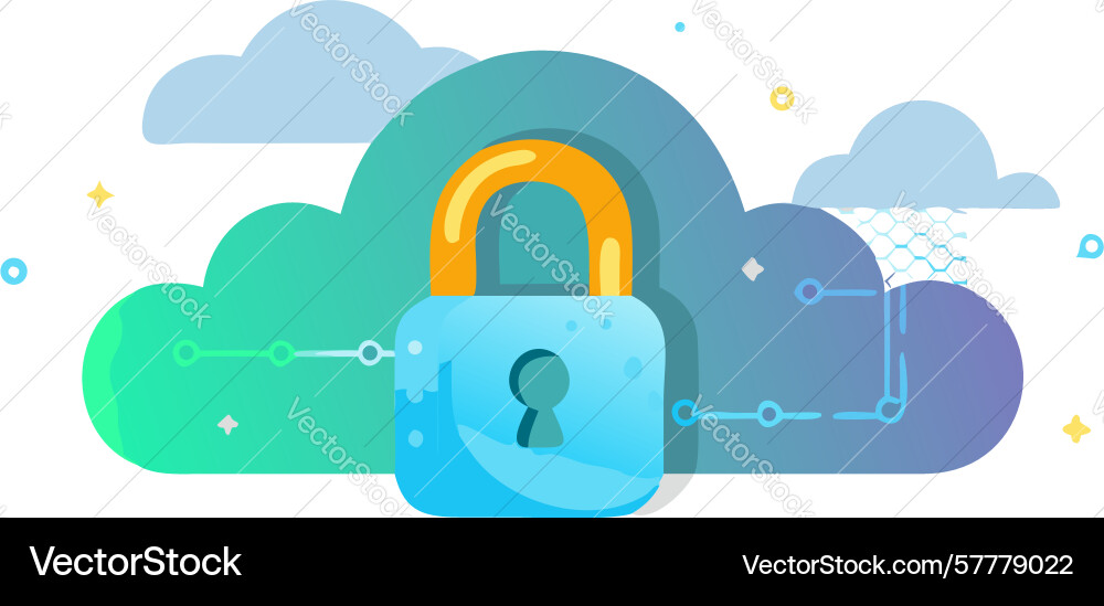 Sichere Cloud Computing-Padlock-Icon-Design Vektorbild