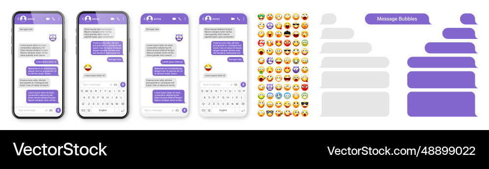 Smartphone messaging app user interface design Smartphone messaging app user interface design Vector Image