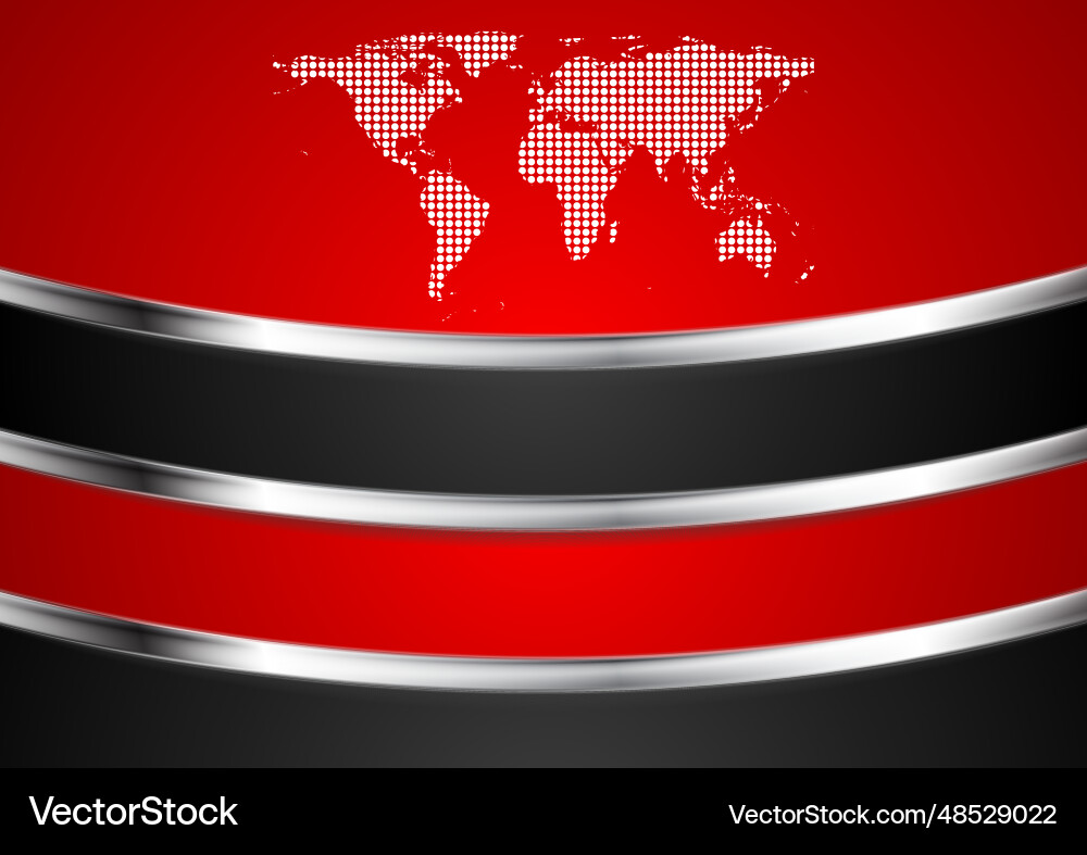 Tech red and black background with dotted map Tech red and black background with dotted map Vector Image