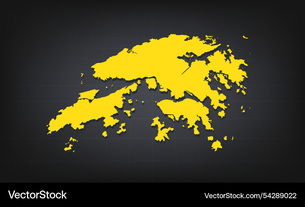 Yellow 3d map of hong kong on a dark background Yellow 3d map of hong kong on a dark background vector image
