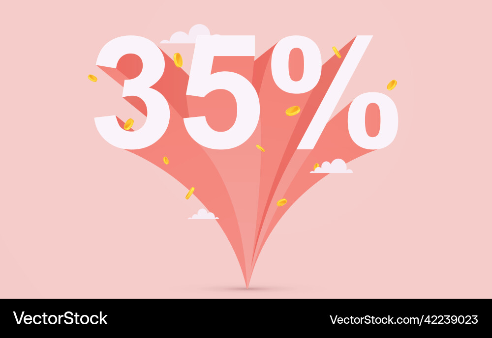 35 sale discount banner promotional poster 35 sale discount banner promotional poster vector image