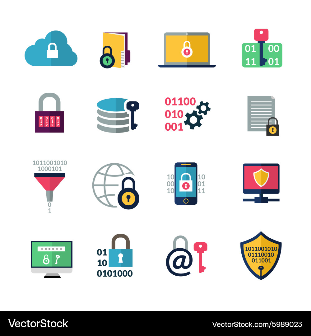 Data encryption icons vector image