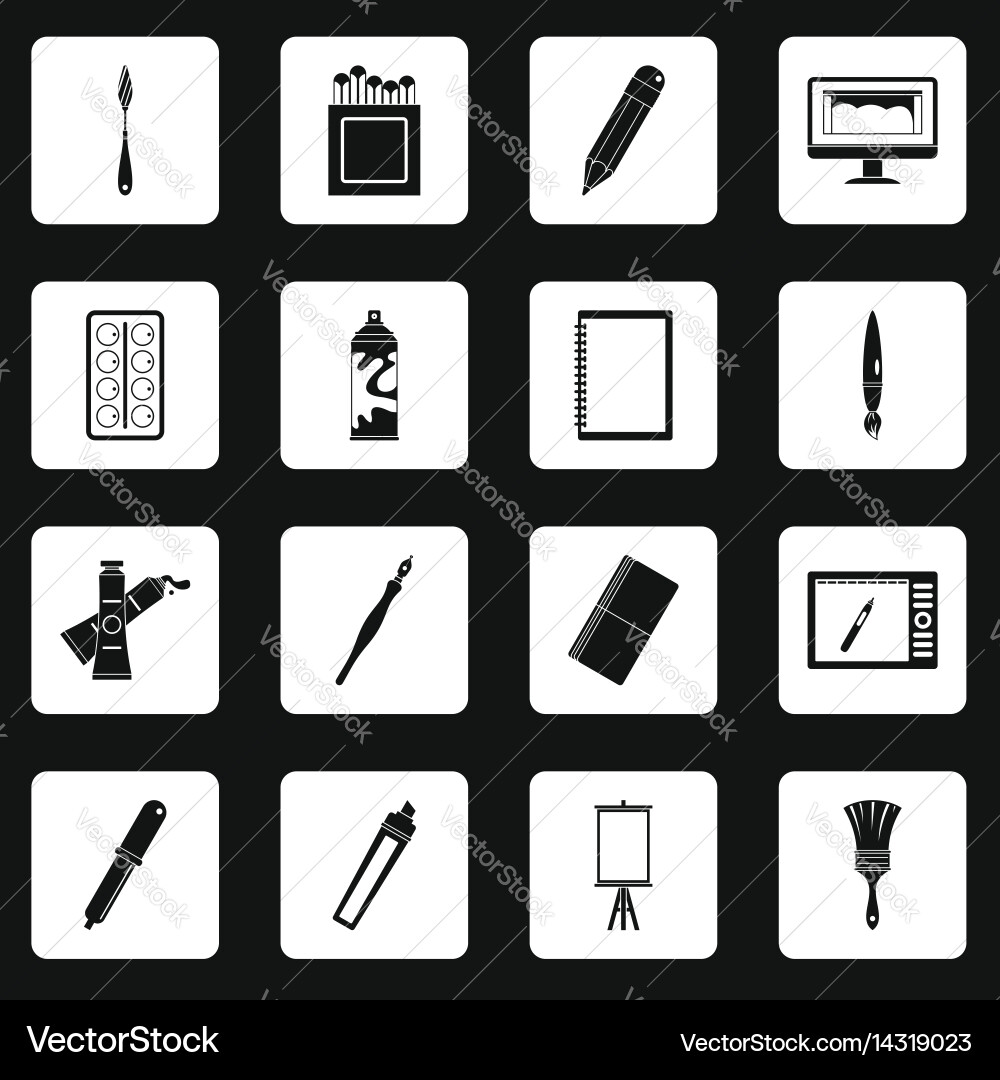 Design and drawing tools icons set squares vector image