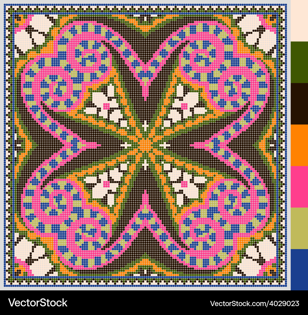 Geometric square pattern for cross stitch Vector Image