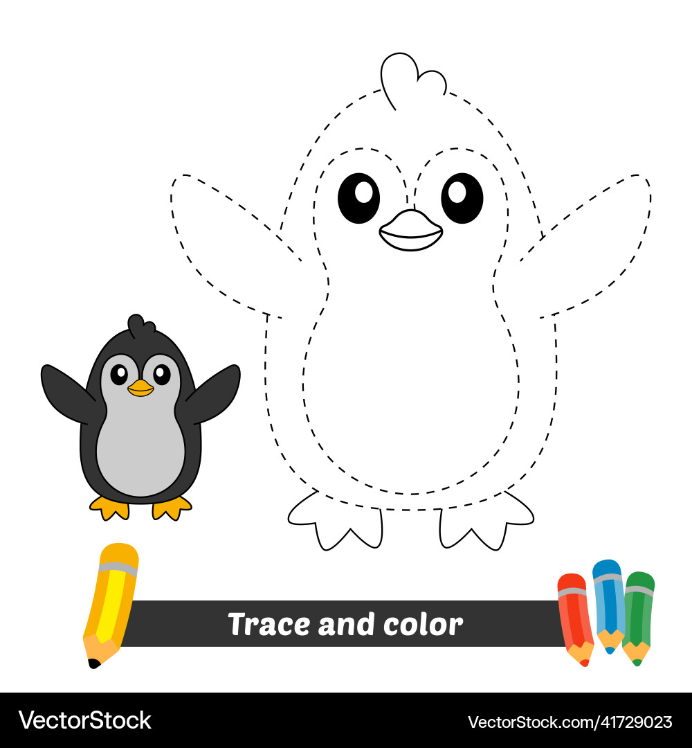 Penguin Trace and Color Activity vector image