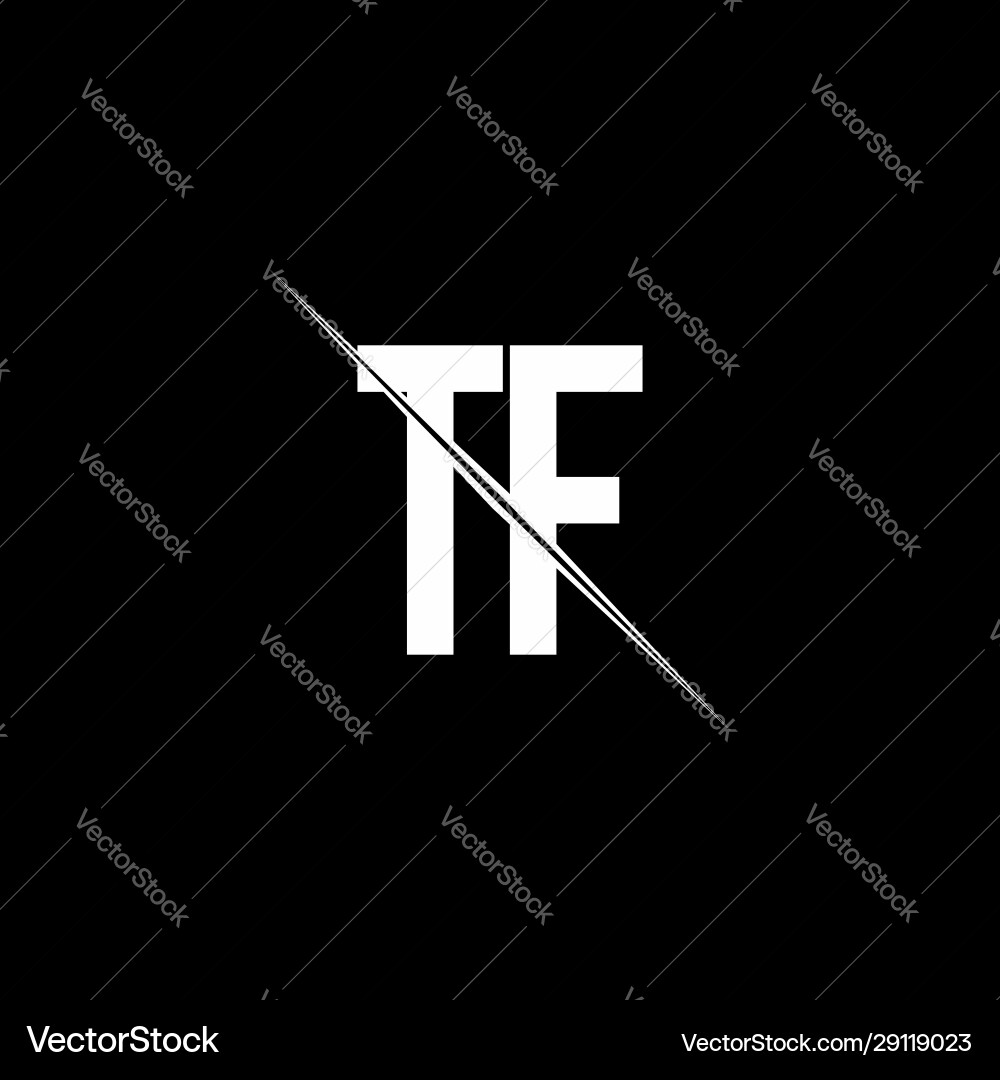 Tf logo monogram with slash style design template Tf logo monogram with slash style design template Vector Image