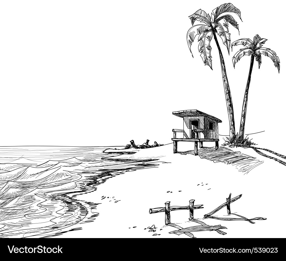Tropische Strandszene Vektorbild