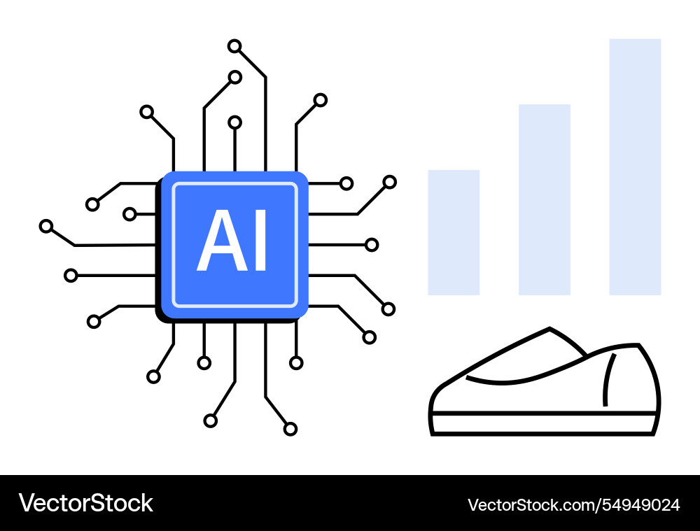 Artificial intelligence chip connected to circuits Artificial intelligence chip connected to circuits vector image
