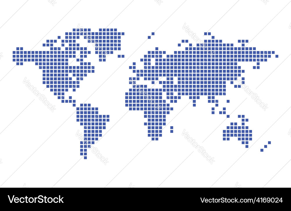 Blue World Map - Square Pattern Vector Image
