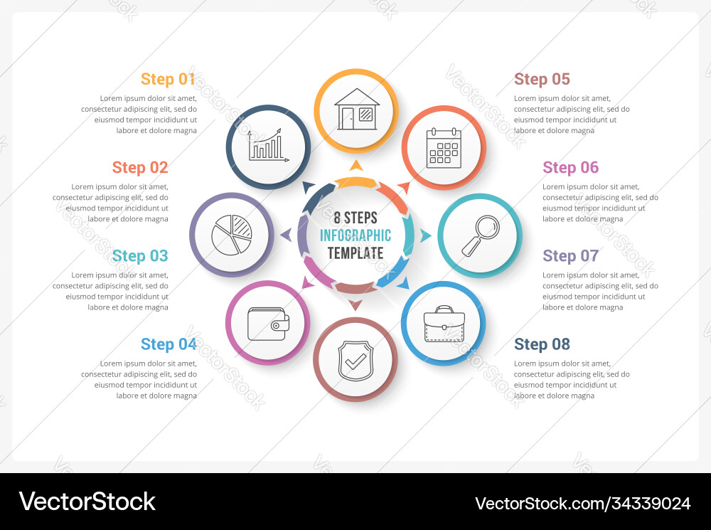 Circle infographics with eight elements vector image