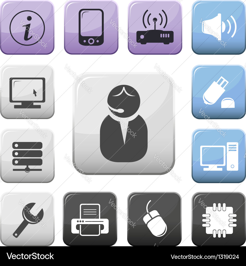 Computer and internet support buttons set vector image