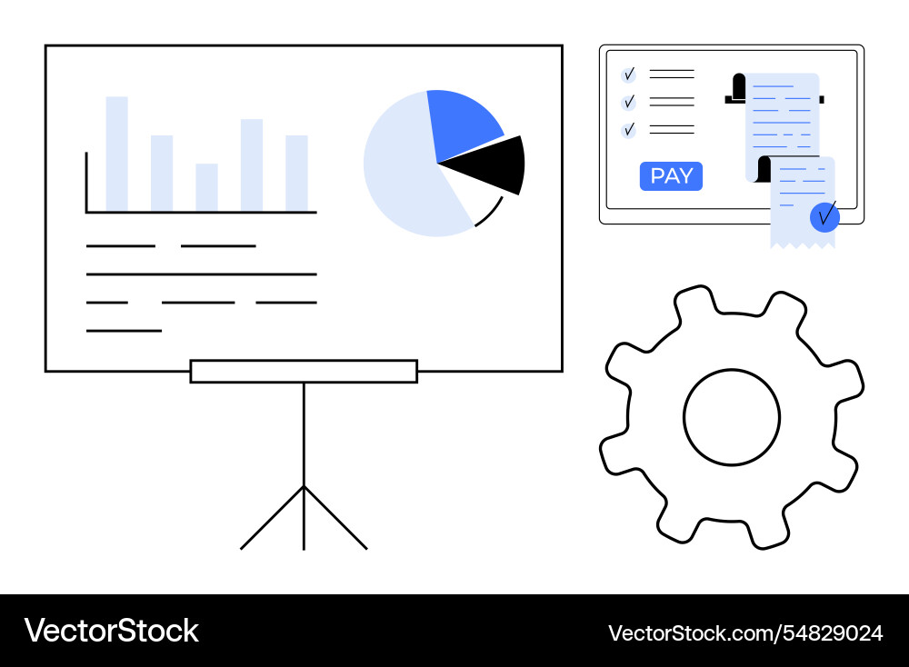Data presentation with bar and pie charts online Data presentation with bar and pie charts online vector image