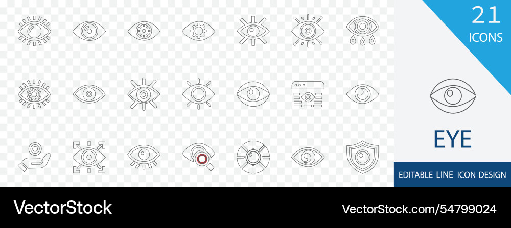 Eye editable line icon set Royalty Free Vector Image