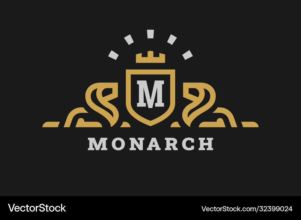 Heraldic coats of arms two lion and a shield vector image