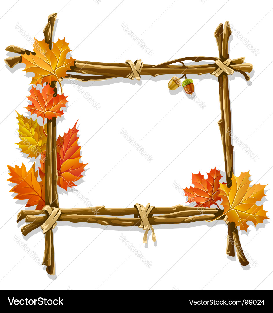 Rustic Autumn Branch Frame vector image