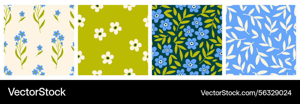 Spring patterns with forget-me-not flowers Vector Image