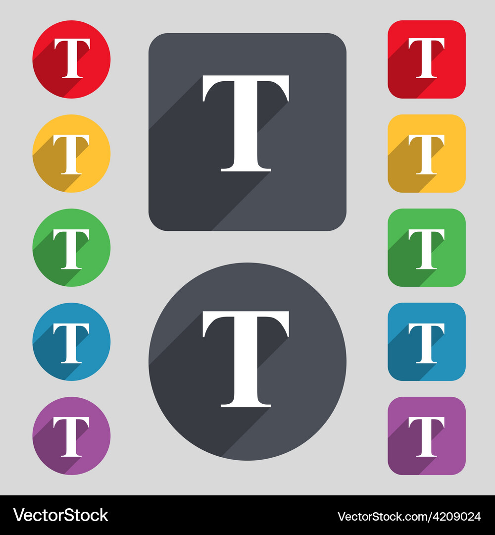 Text edit icon sign a set of 12 colored buttons Vector Image