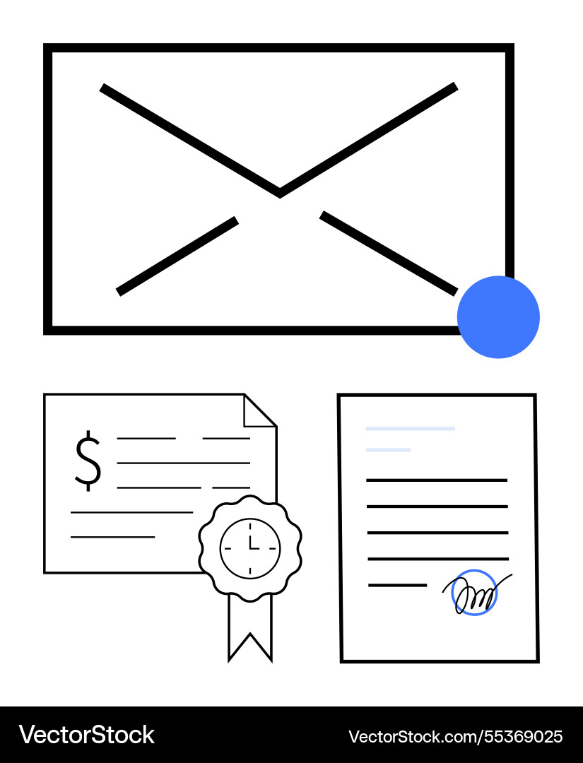 Digital communication and documentation with email Digital communication and documentation with email Vector Image