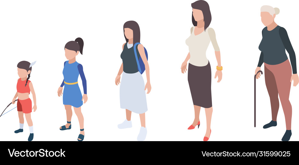 Generational People - Kids to Seniors Vector Image