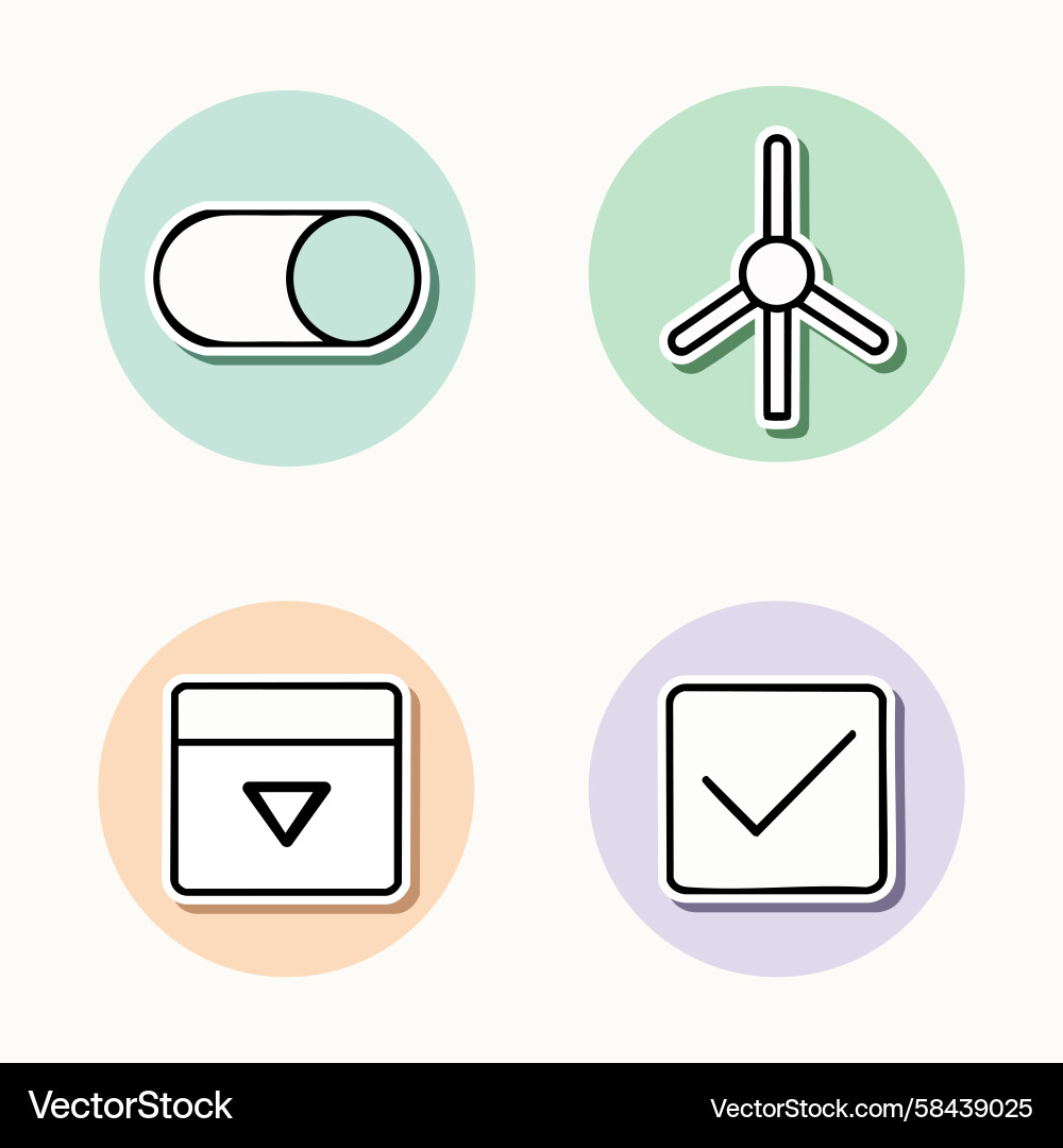 Pastel Circular UI Toggle Set Vector Image
