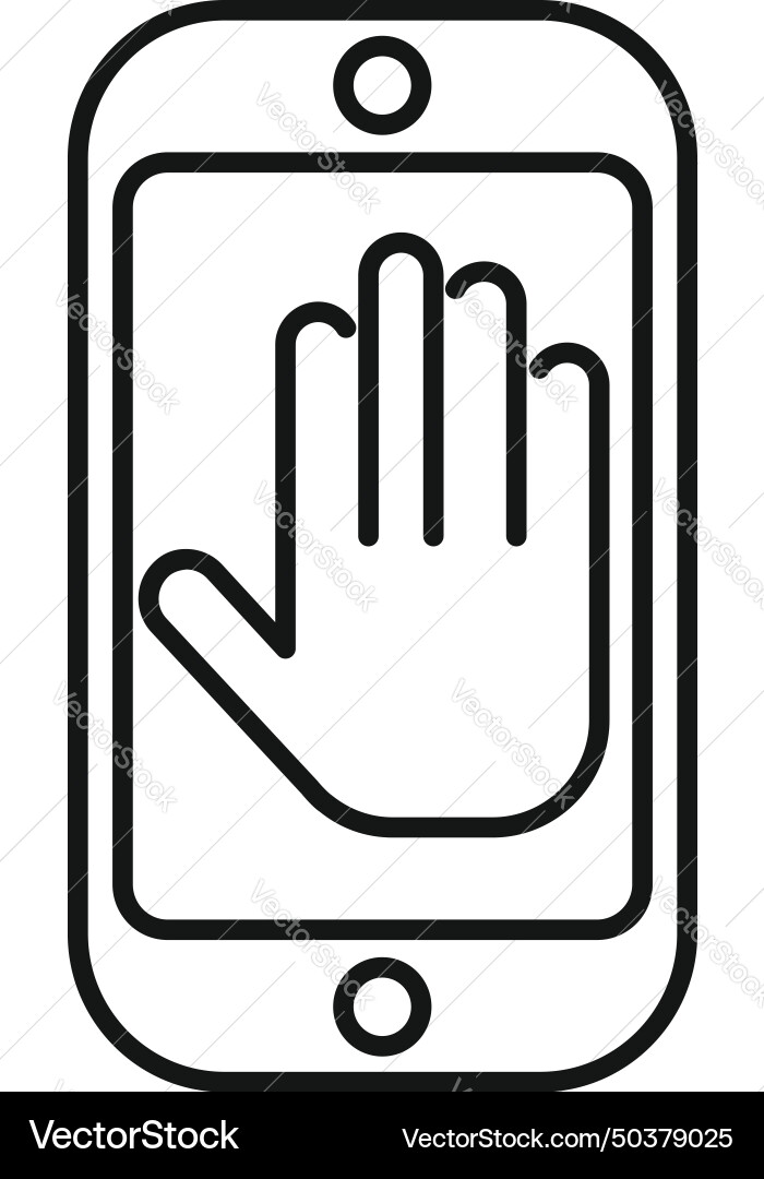 Phone palm scan icon outline rec tone data Vector Image