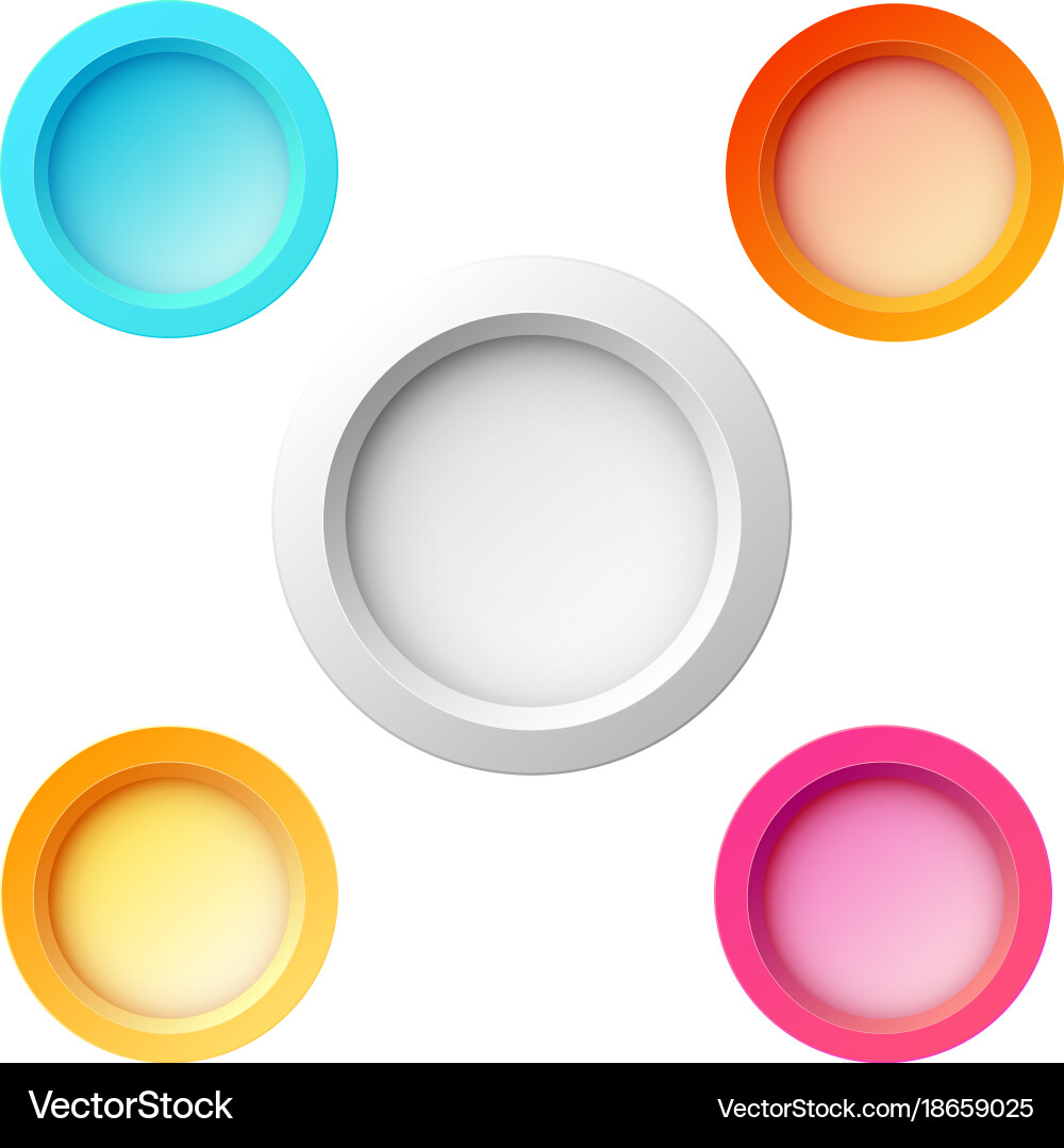 Set of five colorful buttons vector image