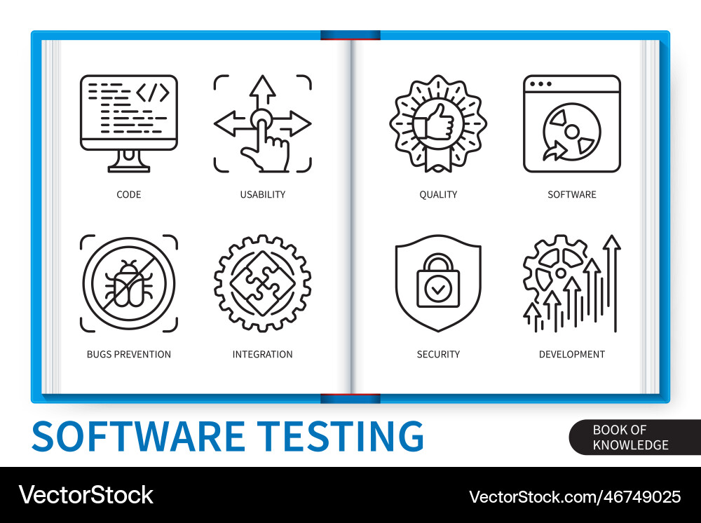 Software testing infographics linear icons Software testing infographics linear icons vector image