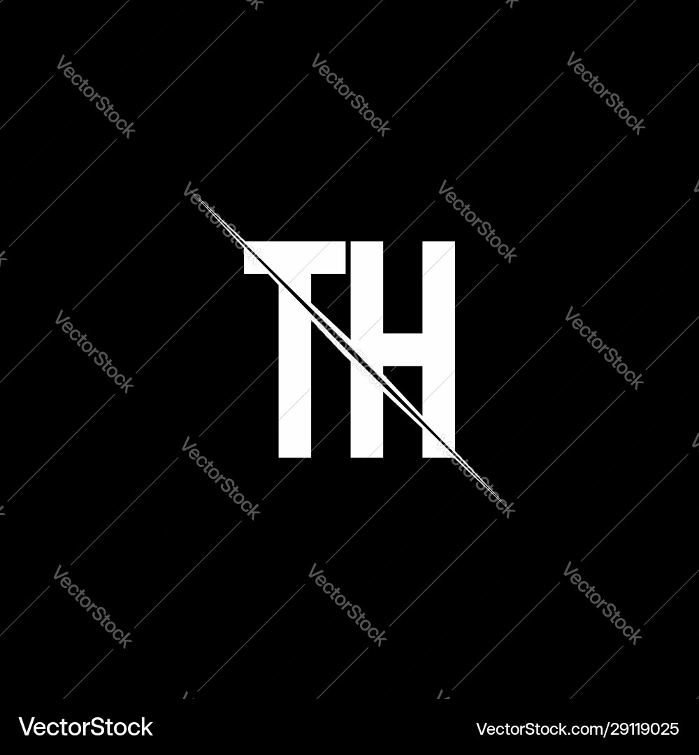 Th logo monogram with slash style design template vector image