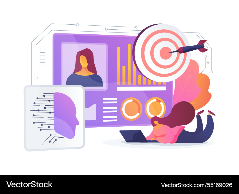 Ai-driven behavioral targeting abstract concept Ai-driven behavioral targeting abstract concept vector image