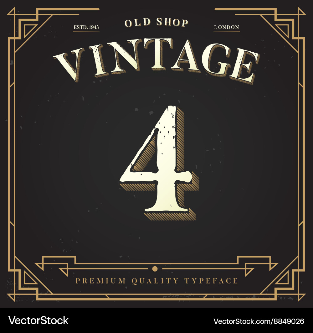 Alphabet font number with classy stylish vector image