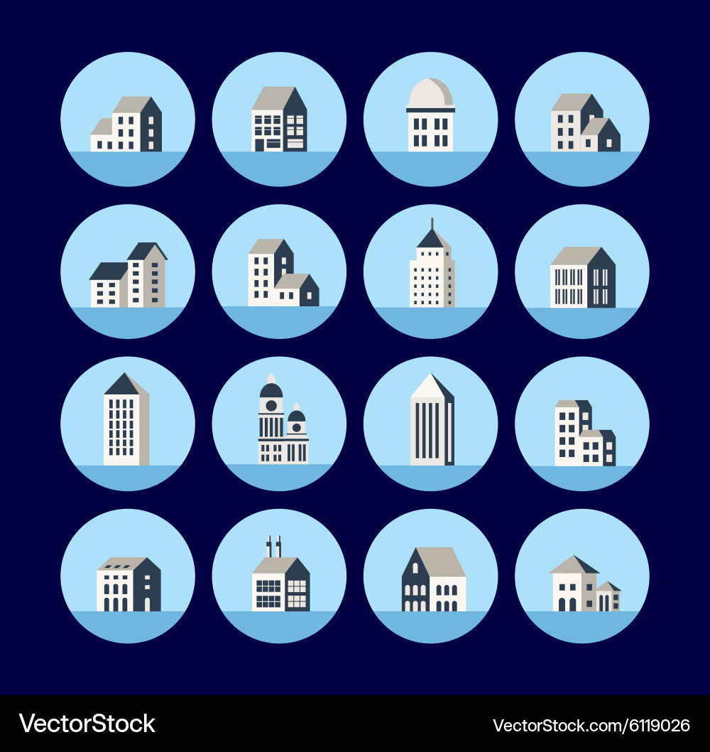 Building Icons Set vector image