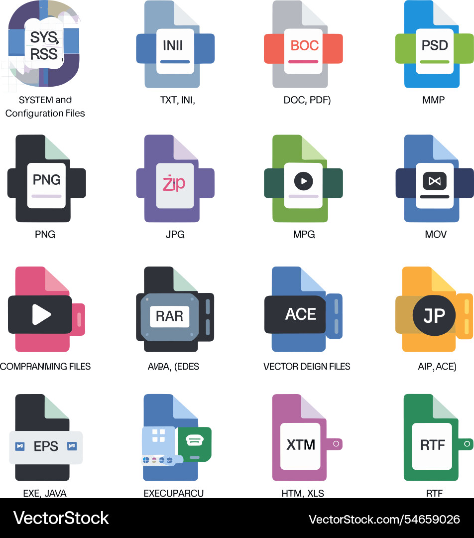 File formats a guide to common fille types File formats a guide to common fille types vector image